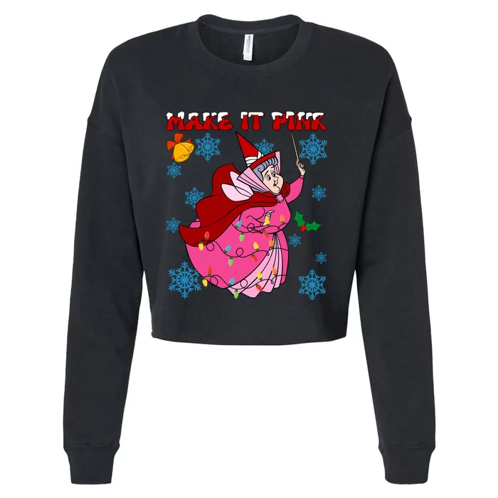 Good Fairy Flora Make It Flora Christmas Lights Cropped Pullover Crew