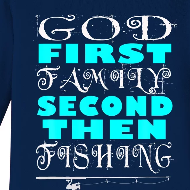 God First Family Second Hen Fishing Casual Gift Baby Long Sleeve Bodysuit