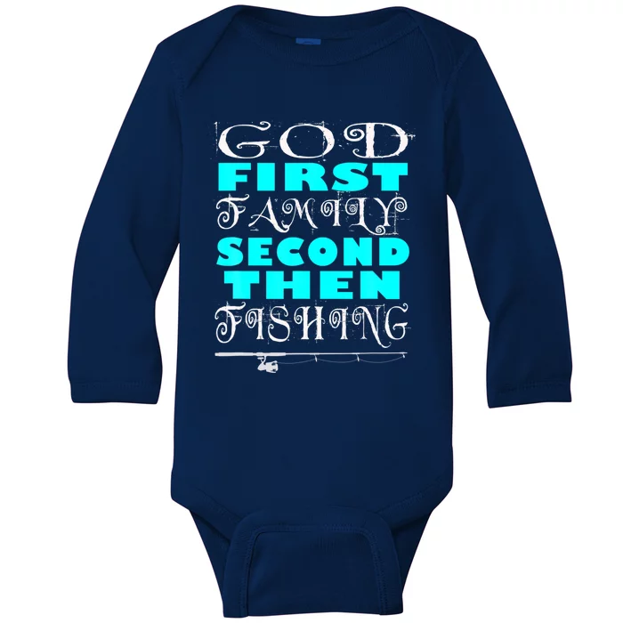 God First Family Second Hen Fishing Casual Gift Baby Long Sleeve Bodysuit