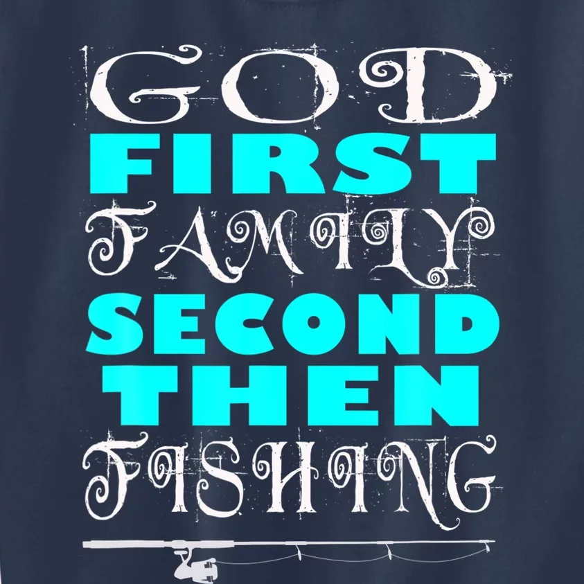 God First Family Second Hen Fishing Casual Gift Kids Sweatshirt