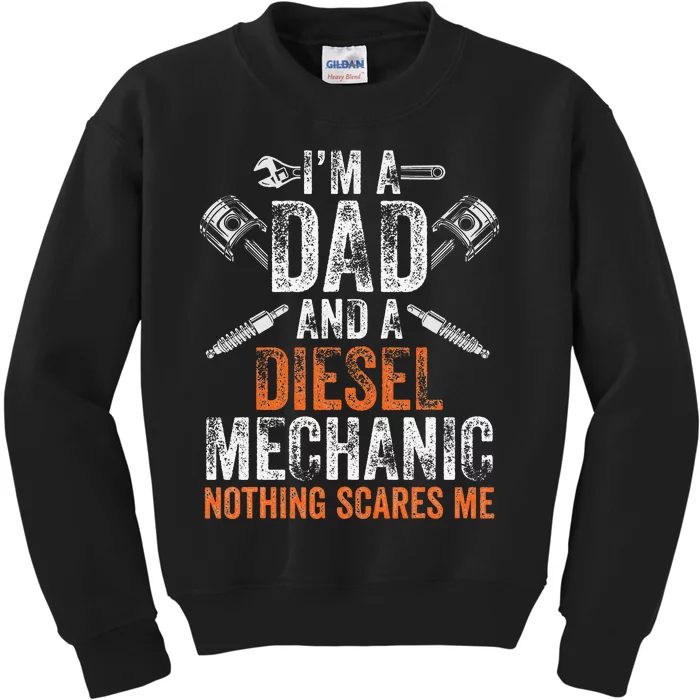 Gift For Father's Day Halloween Diesel Mechanic Dad Kids Sweatshirt