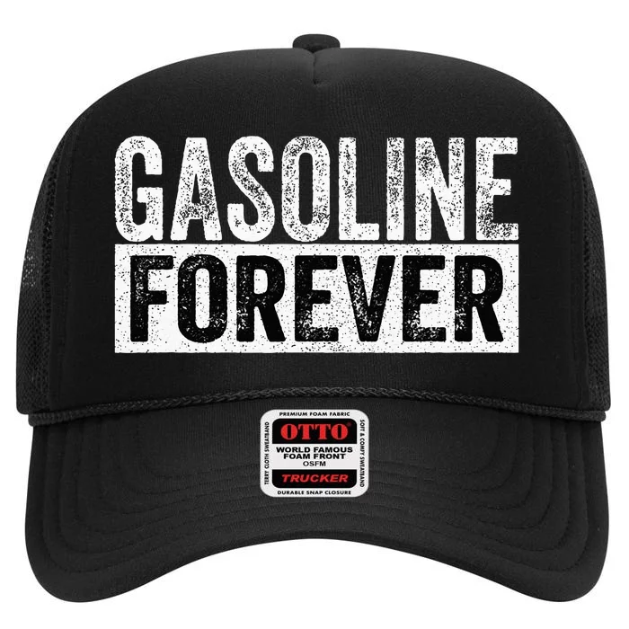 Gasoline Forever Funny Gas Cars High Crown Mesh Trucker Hat