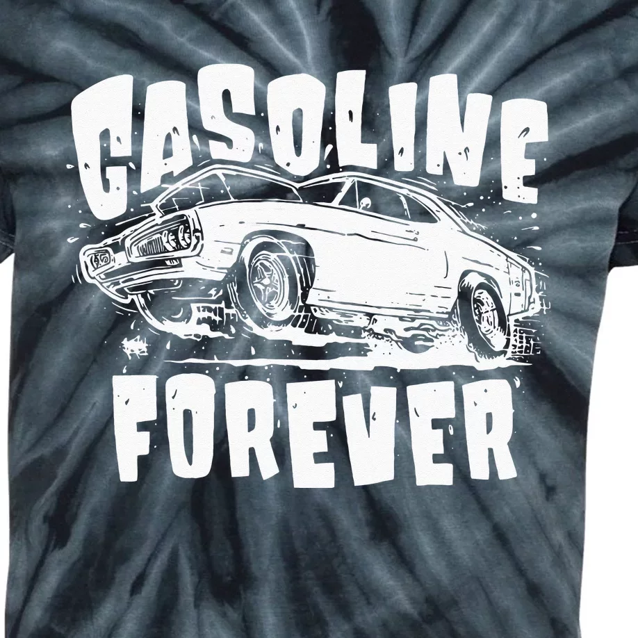 Gasoline Forever Funny Gas Cars S Kids Tie-Dye T-Shirt