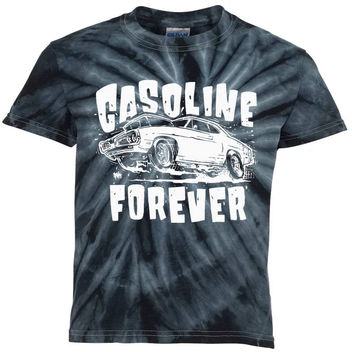 Gasoline Forever Funny Gas Cars S Kids Tie-Dye T-Shirt