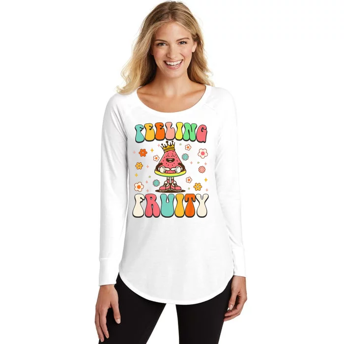 Groovy Feeling Fruity Watermelon Day Cute Fruit Lover Women's Perfect Tri Tunic Long Sleeve Shirt