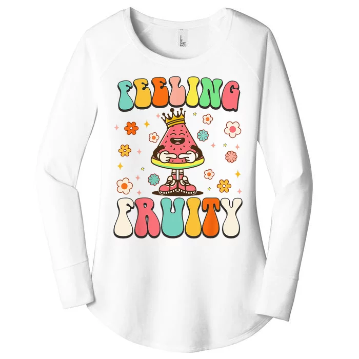 Groovy Feeling Fruity Watermelon Day Cute Fruit Lover Women's Perfect Tri Tunic Long Sleeve Shirt