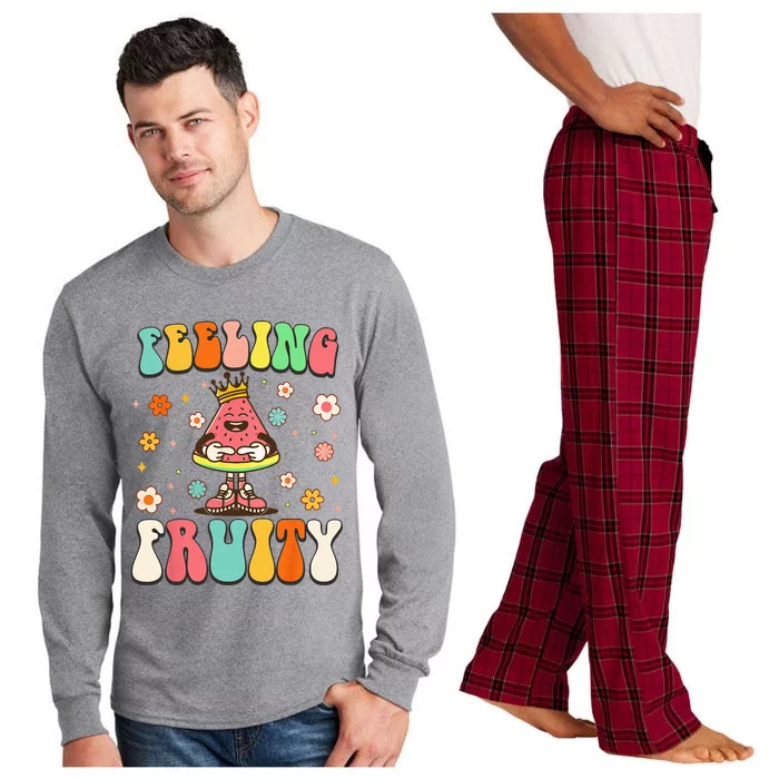 Groovy Feeling Fruity Watermelon Day Cute Fruit Lover Long Sleeve Pajama Set