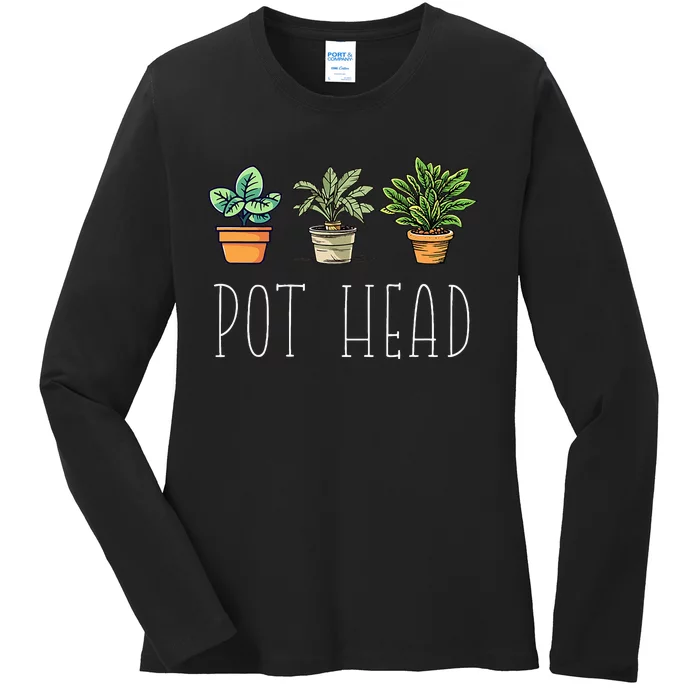 Gardening Farmer Funny Pot Head Plants Gardener Mom Ladies Long Sleeve Shirt