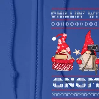 Gnome Family Funny Christmas Gift Chillin With My Gnomies Gift Full Zip Hoodie