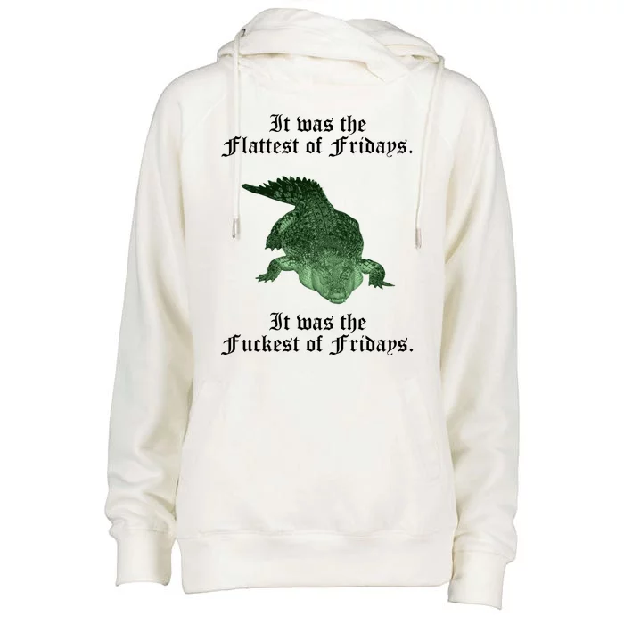 Gator Flat Fuck Friday's Funny Womens Funnel Neck Pullover Hood