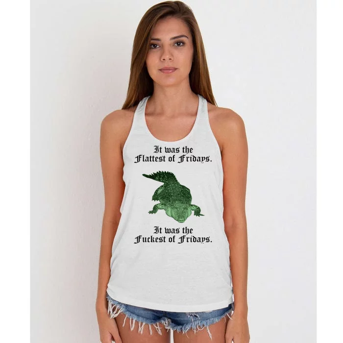 Gator Flat Fuck Friday's Funny Women's Knotted Racerback Tank