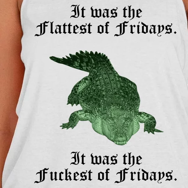 Gator Flat Fuck Friday's Funny Women's Knotted Racerback Tank