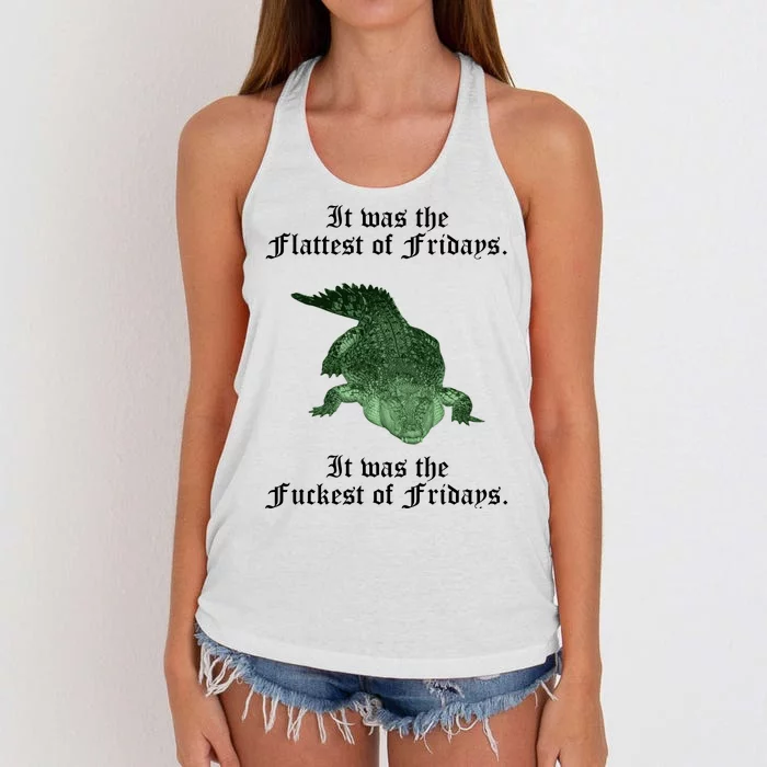 Gator Flat Fuck Friday's Funny Women's Knotted Racerback Tank