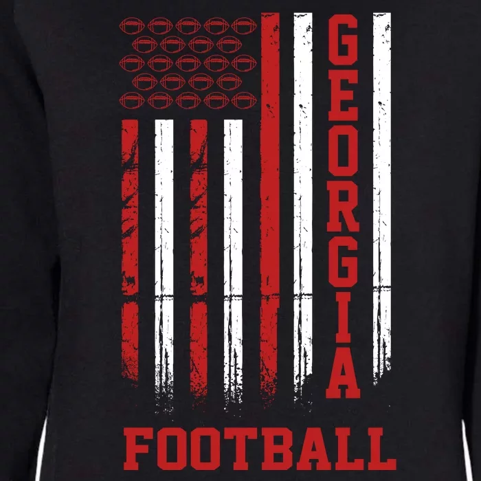 Georgia Football Fan American Flag Womens California Wash Sweatshirt