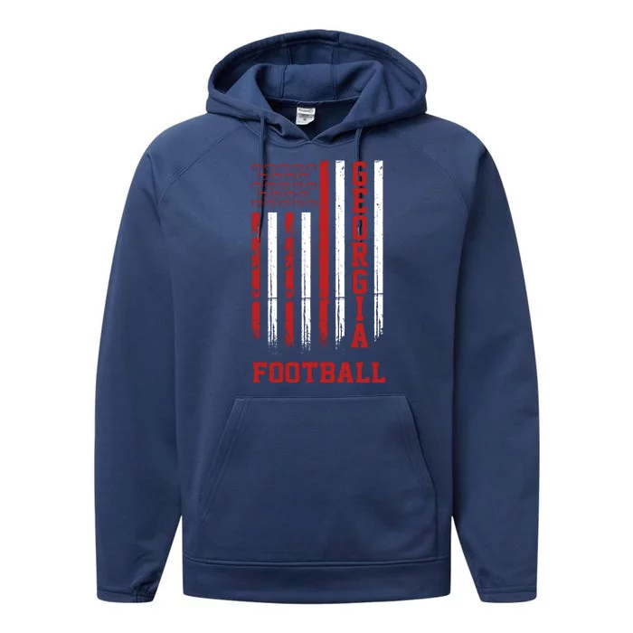 Georgia Football Fan American Flag Performance Fleece Hoodie