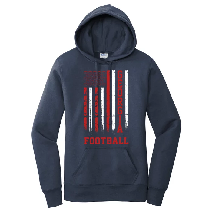 Georgia Football Fan American Flag Women's Pullover Hoodie