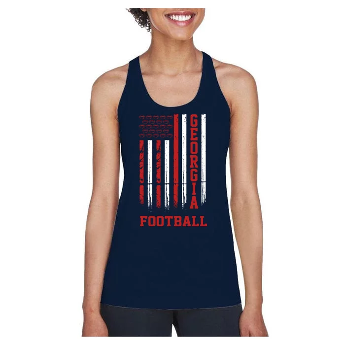 Georgia Football Fan American Flag Women's Racerback Tank