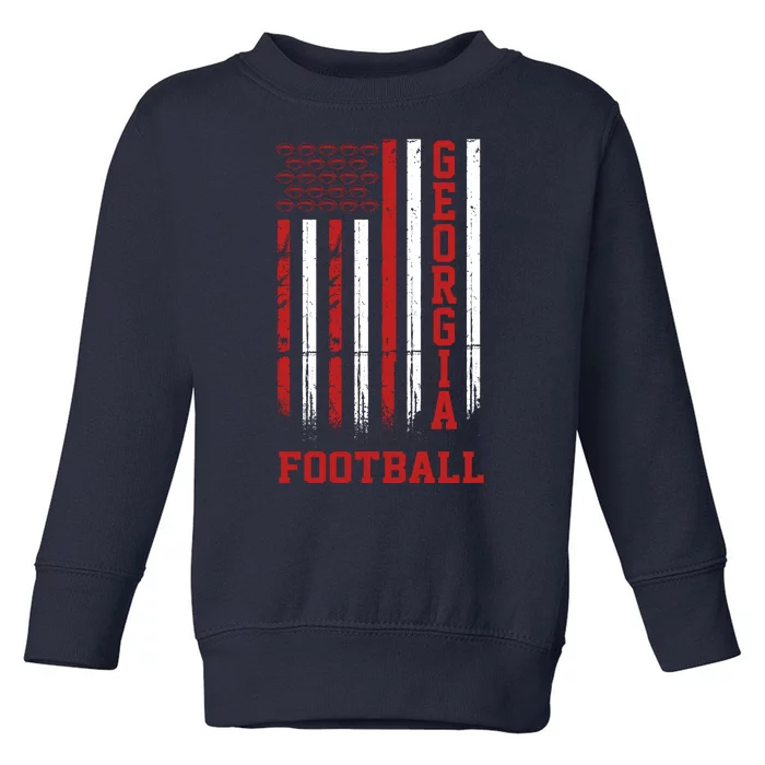 Georgia Football Fan American Flag Toddler Sweatshirt