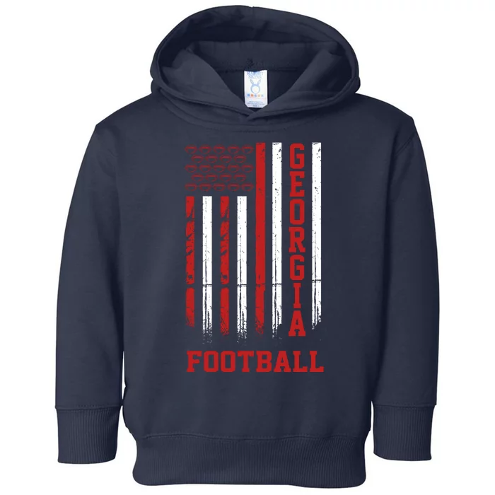 Georgia Football Fan American Flag Toddler Hoodie