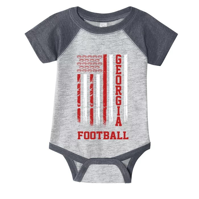 Georgia Football Fan American Flag Infant Baby Jersey Bodysuit