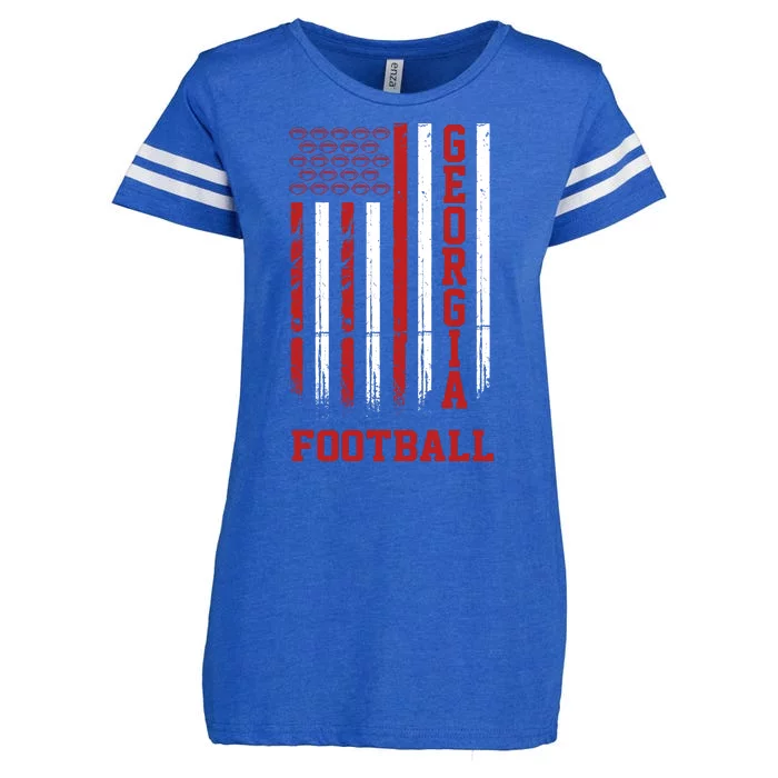 Georgia Football Fan American Flag Enza Ladies Jersey Football T-Shirt