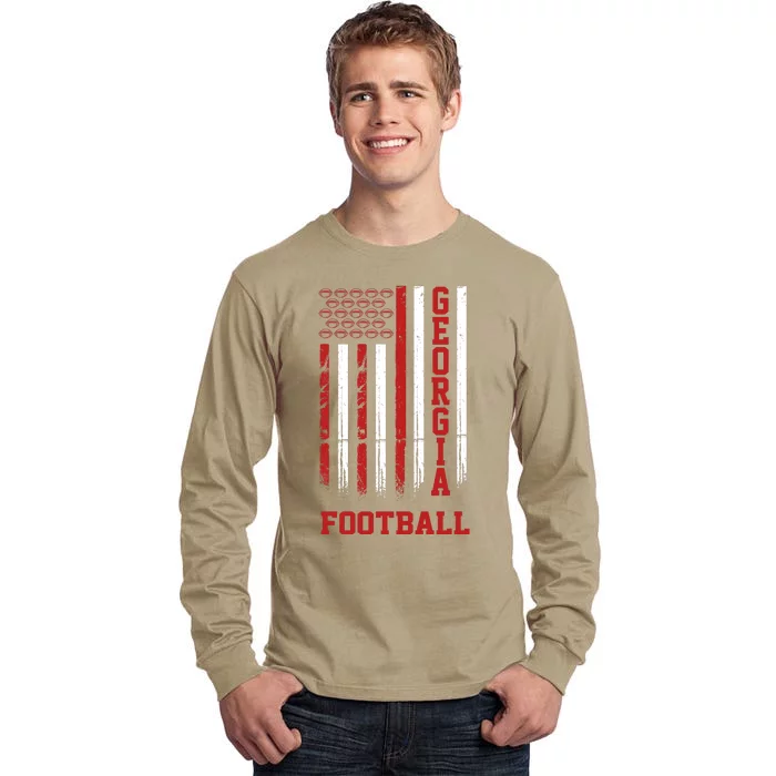 Georgia Football Fan American Flag Tall Long Sleeve T-Shirt