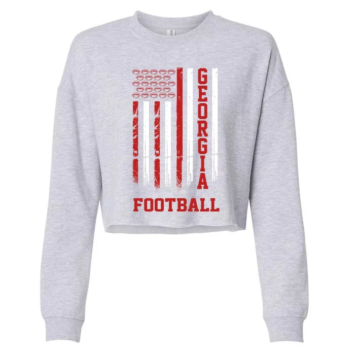 Georgia Football Fan American Flag Cropped Pullover Crew