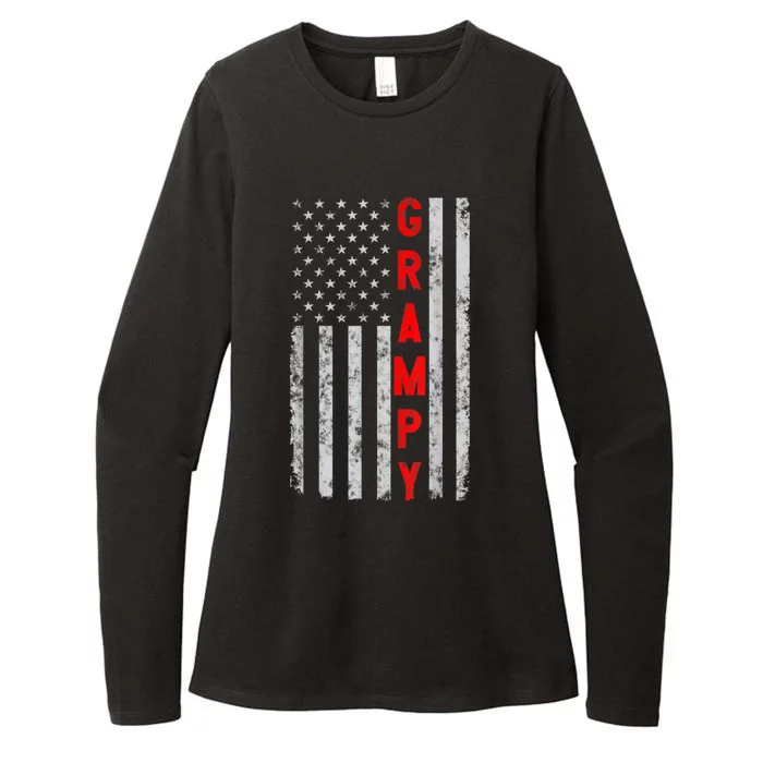 Grampy Funny Fathers Day Vintage Patriotic American Flag Womens CVC Long Sleeve Shirt