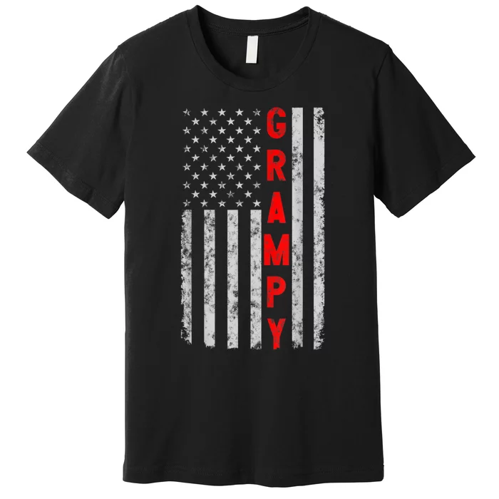 Grampy Funny Fathers Day Vintage Patriotic American Flag Premium T-Shirt