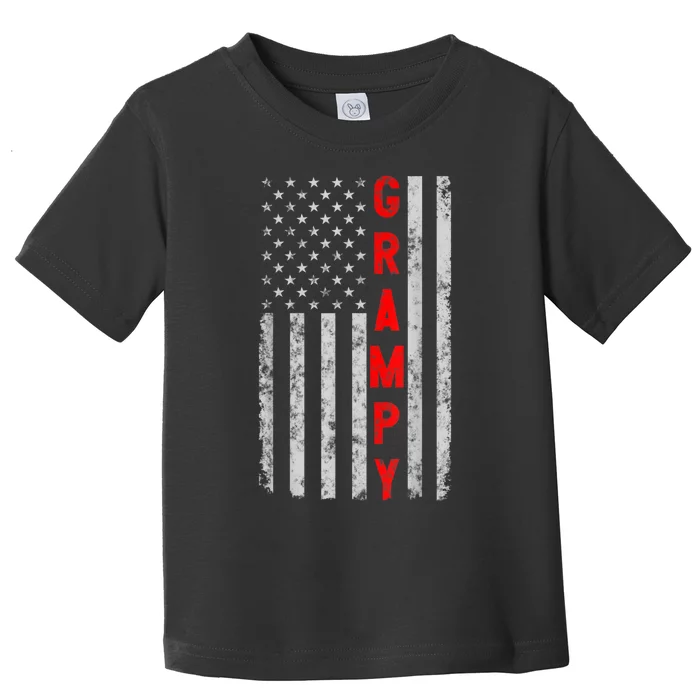 Grampy Funny Fathers Day Vintage Patriotic American Flag Toddler T-Shirt