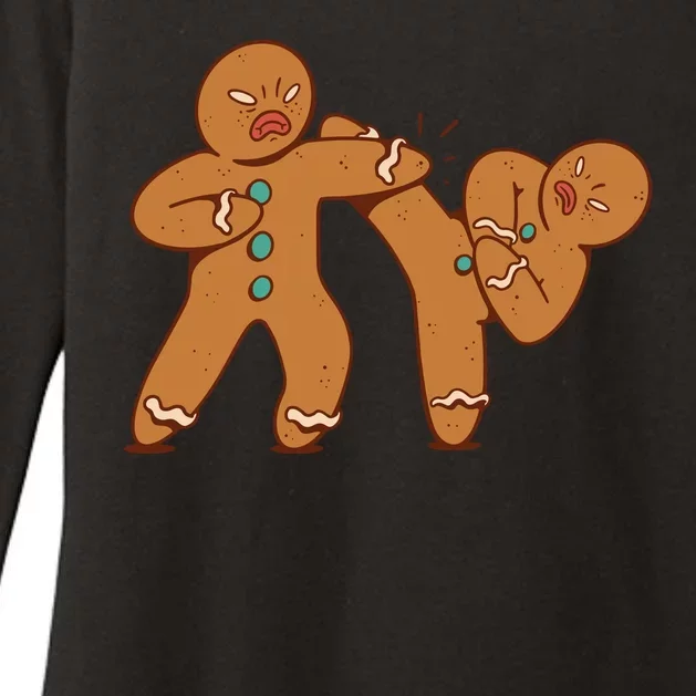 Gingerbread Fight Funny Holiday Womens CVC Long Sleeve Shirt