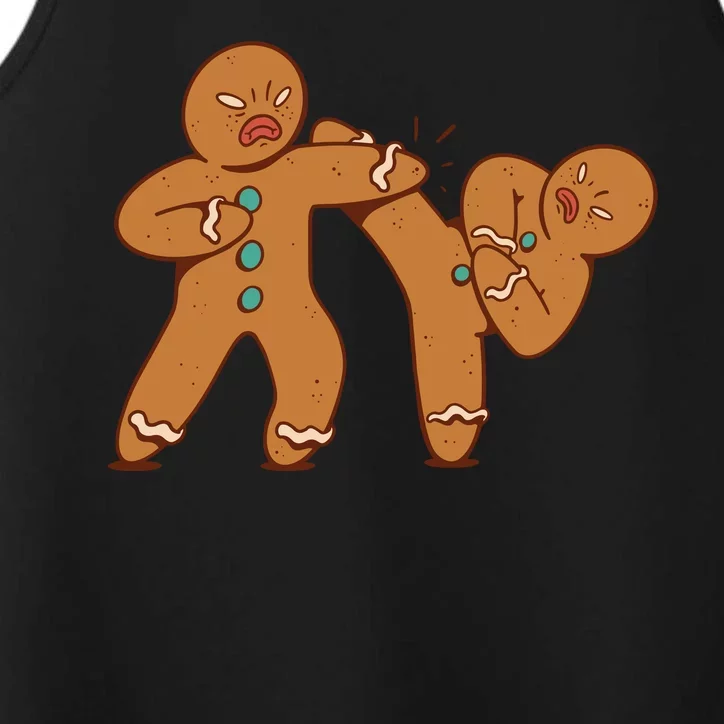 Gingerbread Fight Funny Holiday Performance Tank