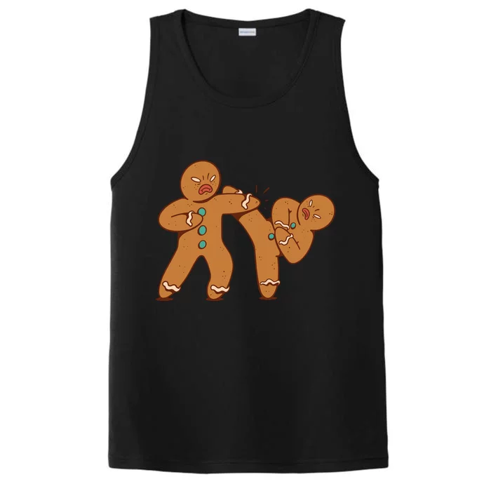 Gingerbread Fight Funny Holiday Performance Tank