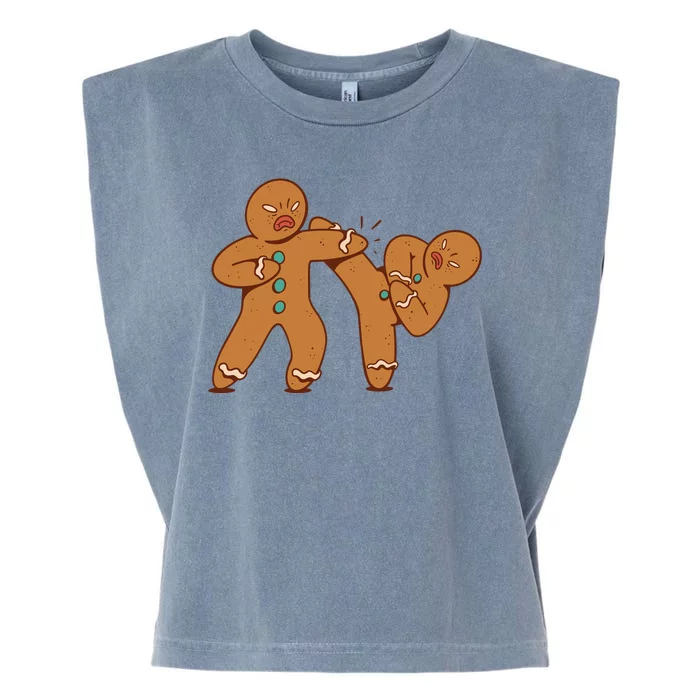 Gingerbread Fight Funny Holiday Garment-Dyed Women's Muscle Tee