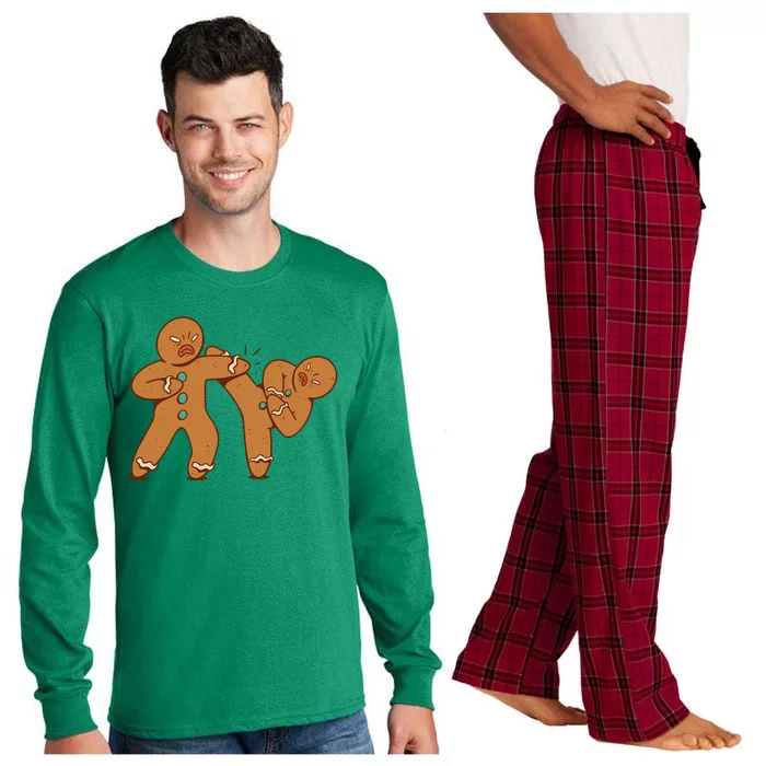 Gingerbread Fight Funny Holiday Long Sleeve Pajama Set