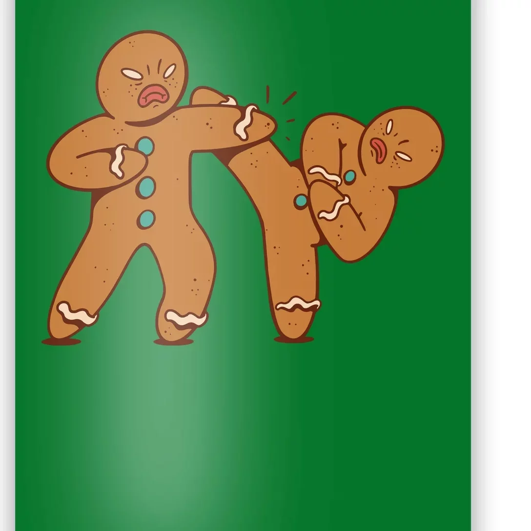 Gingerbread Fight Funny Holiday Poster