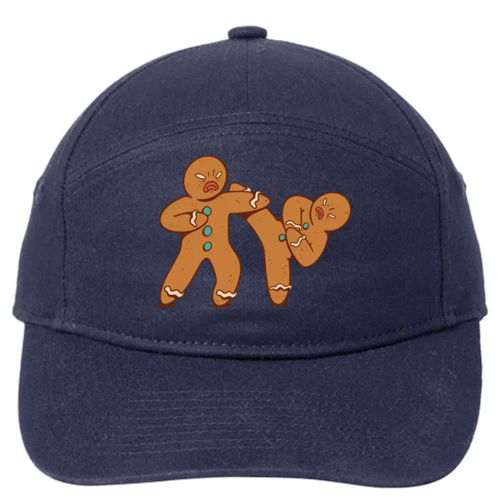 Gingerbread Fight Funny Holiday 7-Panel Snapback Hat