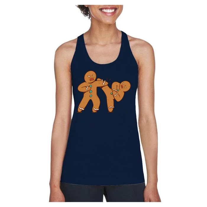 Gingerbread Fight Funny Holiday Women's Racerback Tank