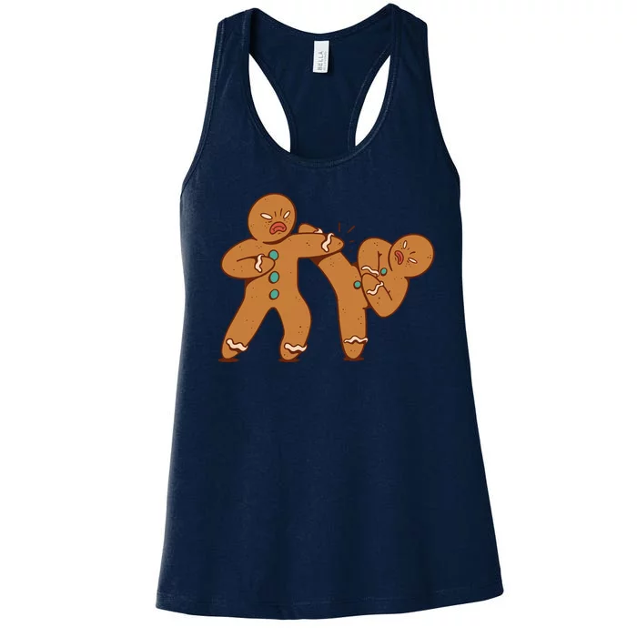 Gingerbread Fight Funny Holiday Women's Racerback Tank