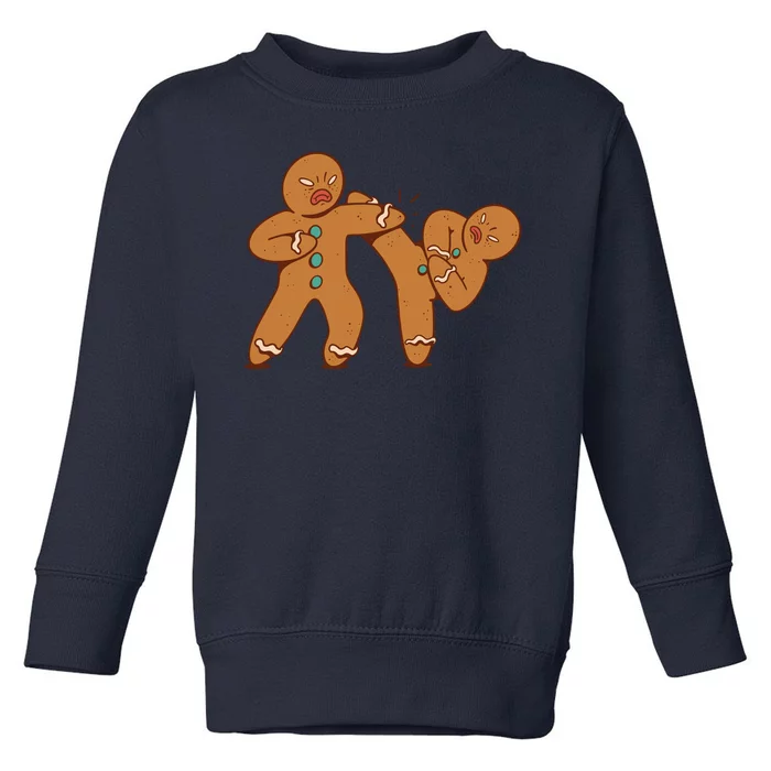 Gingerbread Fight Funny Holiday Toddler Sweatshirt