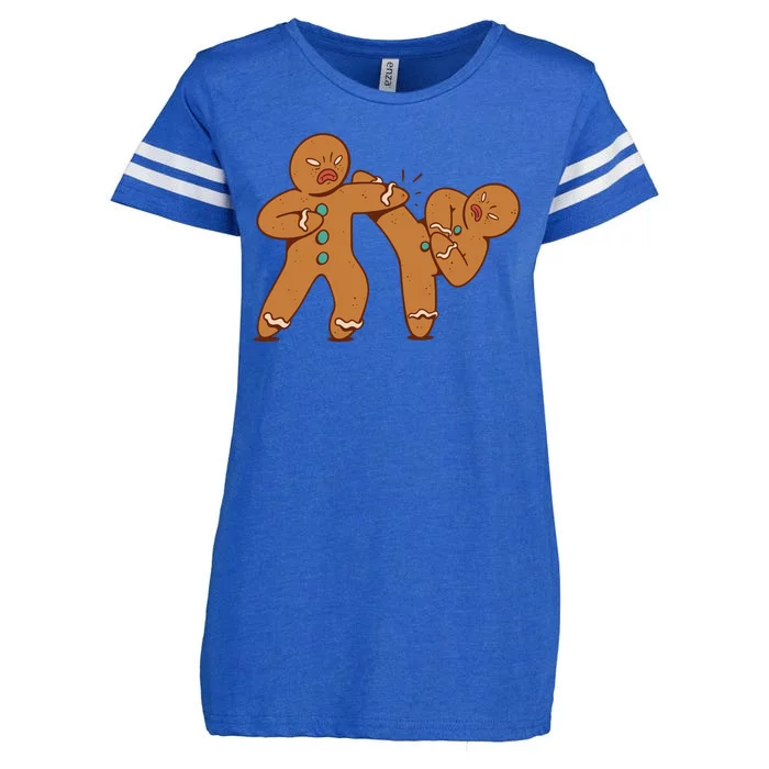 Gingerbread Fight Funny Holiday Enza Ladies Jersey Football T-Shirt