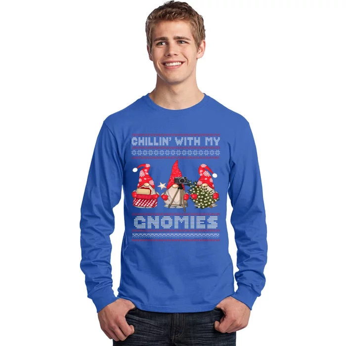 Gnome Family Funny Christmas Cool Gift Chillin With My Gnomies Gift Tall Long Sleeve T-Shirt