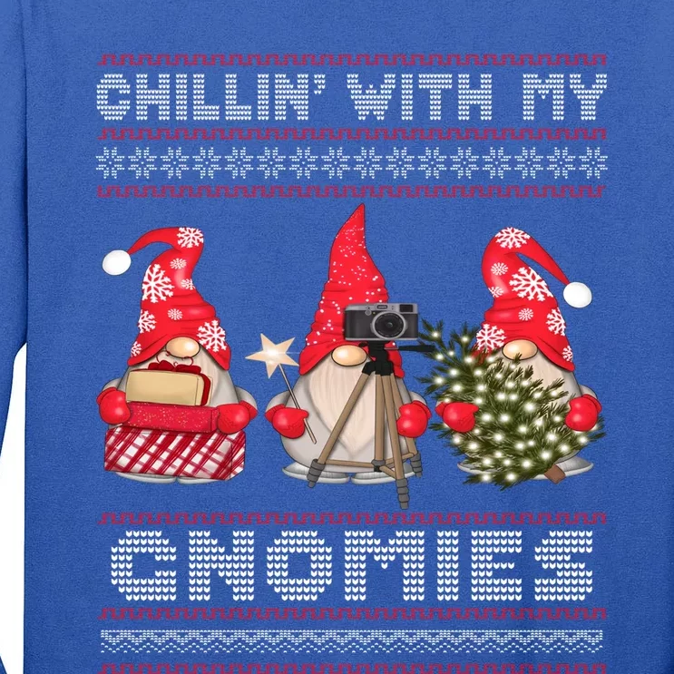 Gnome Family Funny Christmas Cool Gift Chillin With My Gnomies Gift Tall Long Sleeve T-Shirt