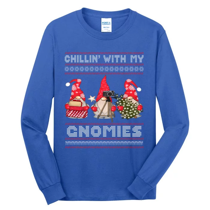 Gnome Family Funny Christmas Cool Gift Chillin With My Gnomies Gift Tall Long Sleeve T-Shirt