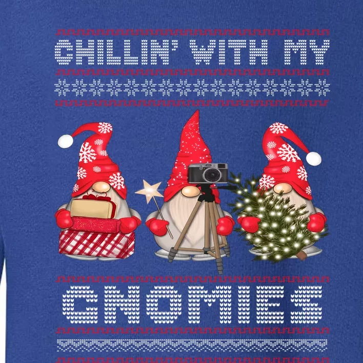 Gnome Family Funny Christmas Cool Gift Chillin With My Gnomies Gift Toddler Sweatshirt