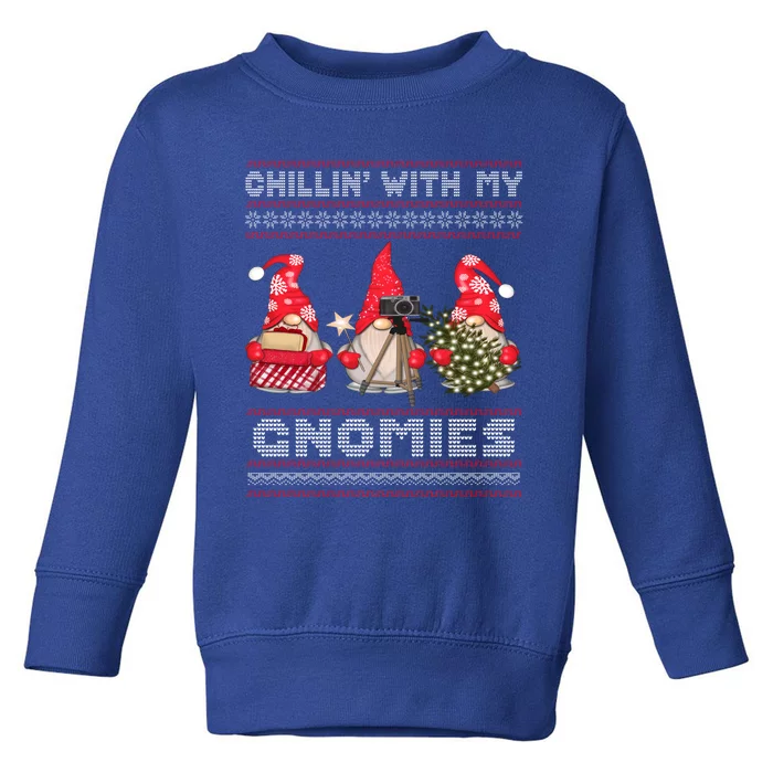 Gnome Family Funny Christmas Cool Gift Chillin With My Gnomies Gift Toddler Sweatshirt