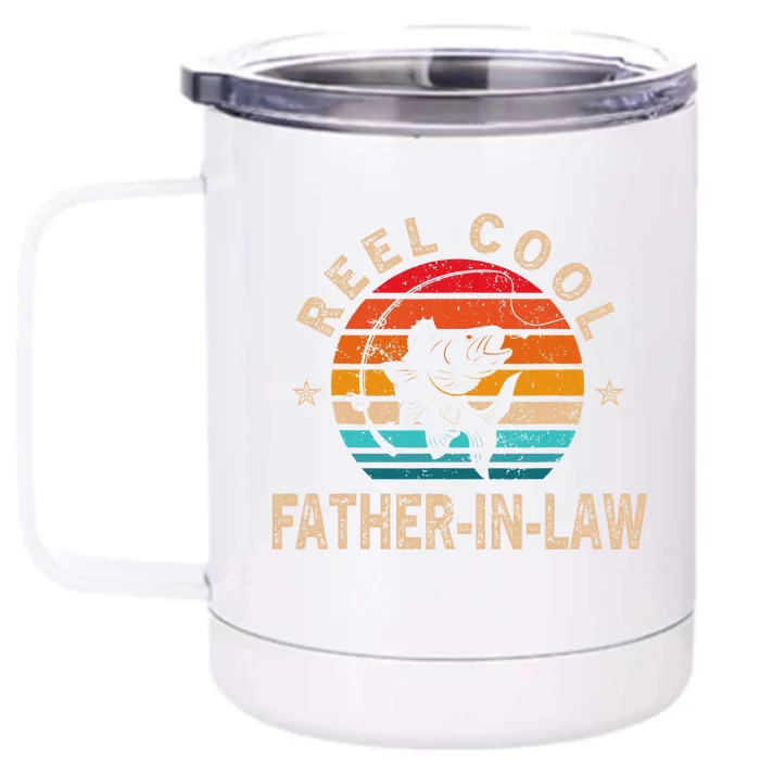 Gift For Fathers Day Reel Cool FatherInLaw Fishing Front & Back 12oz Stainless Steel Tumbler Cup