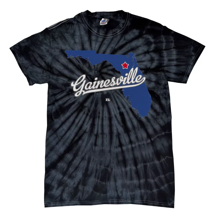 Gainesville Florida FL Map Tie-Dye T-Shirt