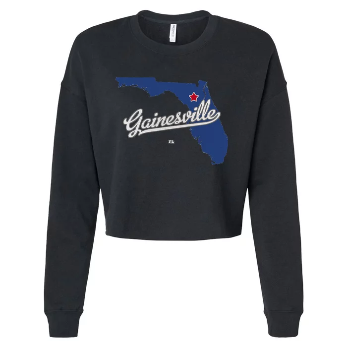 Gainesville Florida FL Map Cropped Pullover Crew