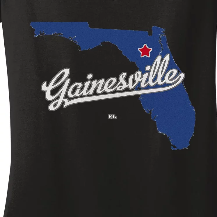 Gainesville Florida FL Map Women's V-Neck T-Shirt